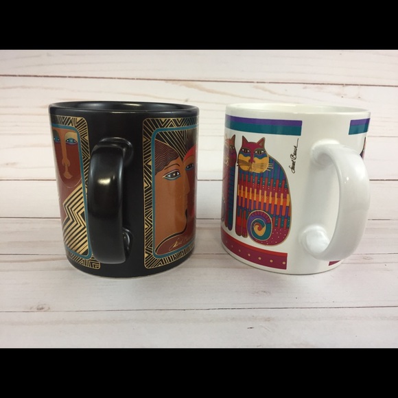 2 VTG Laurel Burch Coffee Mugs 1988 Ancient Ancestors Rainbow Cat Cousins Japan - Picture 7 of 8